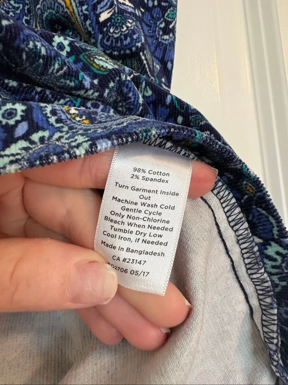Talbots Blue Paisley Floral Corduroy Mini Skirt Size 16